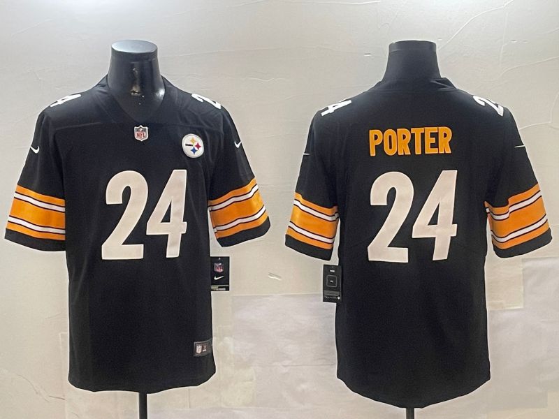 Men Pittsburgh Steelers #24 Porter Black Second generation 2024 Nike Limited NFL Jersey style 0104